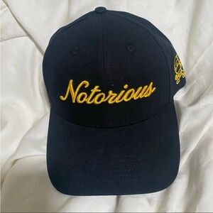 Black Cap with Yellow 'Notorious' Embroidery